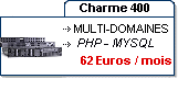 400 Mo d'espce disque, posssibilité d'installer jusqu'a 20 noms de domaines, avec PHP - MySQL, Emails, Alias. 