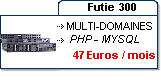 300 Mo d'espce disque, posssibilité d'installer jusqu'a 15 noms de domaines, avec PHP - MySQL, Emails, Alias. 